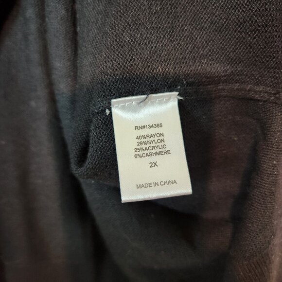 Laurie Felt Women's Cashmere Blend Intarsia V-Neck Sweater Top Black Size 2X - Picture 7 of 13